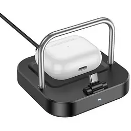 Бездротовий ЗП Magsafe HOCO CQ16B Astute 2-in-1 desktop charger чорний