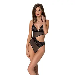 Боді з ажурним ліфом Passion CHRISTA BODY L/XL, black - мініатюра 1