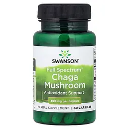 Гриб чага Chaga Mushroom 400 mg Full Spectrum, 60 капсул Swanson vit0004304