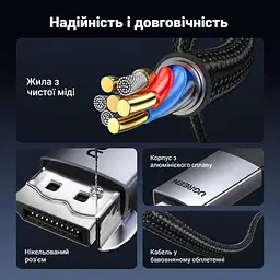 Відеокабель UGREEN DP119 DisplayPort - HDMI 4K 60 Гц 3 м чорний (25491) - мініатюра 6