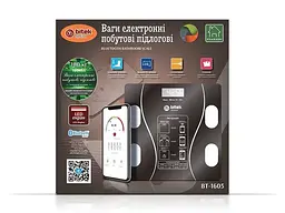 Підлогова електронна вага Bitek BT-1605 з квадратною скляною платформою та LED дисплеєм 180 кг Чорний - мініатюра 2