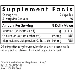 Буферизований вітамін С Allergy Research Group Buffered Vitamin C 120 капсул (ALG-70010) - мініатюра 3