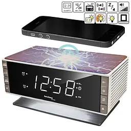 Годинник настільний з радіо Technoline WT487 Wireless Mobile Charging White/Brown (WT487) - мініатюра 5