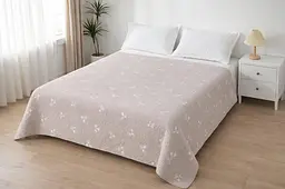Покривало муслінове 210x250 см натуральна тканина плед на двоспальне ліжко сучасний затишний із мінімалістичним принтом Бежевий