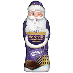 Шоколадний Дід Мороз Milka Darkmilk темний шоколад 100г.