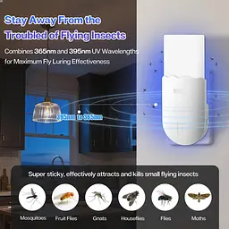 Пастка для комах Necomi, 2-в-1 Plug-in Mosquito Killer, з нічним ультрафіолетовим світлом для вловлювальних мух - мініатюра 6