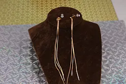 Сережки гвоздики Xuping Jewelry три нитки 14 см золотисті