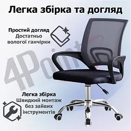 Крісло комп'ютерне 4Points Aero сітчаста тканина, хромована металева основа