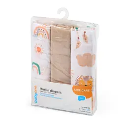 Пелюшки муслінові бавовняні BabyOno кремові 70х70 см 3 шт. (348/08) - мініатюра 5