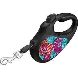 Повідець-рулетка для собак Waudog R-leash Літо, світловідбиваючий, M, до 25 кг, 5 м, чорний - мініатюра 2