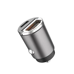 Автомобільний зарядний пристрій Aspor A908 Mini Metal (USB/USB-C/4.8A/30W)- графітовий - мініатюра 2