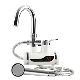 Міні бойлер + душ Water Heater MP 5208, проточний електричний водонагрівач 3000 Вт з LCD-дисплеєм, бічне під'єднання, шланг - мініатюра 3