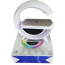 Світильник з бездротовою зарядкою для телефону BT-3401 Bluetooth FM RGB Білий - мініатюра 9