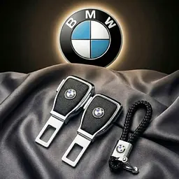 Набір в авто для BMW №2 / заглушка-перехідник ременя безпеки та брелок з логотипом