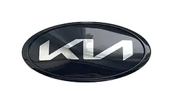 Емблема Kia NEW TYPE, чорна (новий шрифт) 150x75 мм (обід чорний) Алюміній + ABS на скотчі (заводська) - мініатюра 2