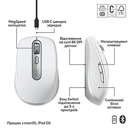 Бездротова миша Logitech MX Anywhere 3S for Mac Light Grey (910-006946) - мініатюра 9