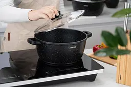 Каструля Ardesto зі скляною кришкою Gemini Anzio 6.4л алюміній чорний kuh0014756 - мініатюра 2