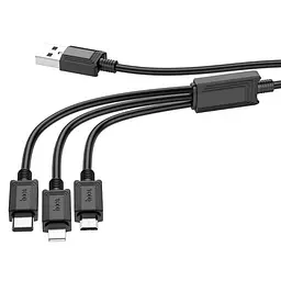 Кабель Hoco X74 Pisces Cable Lightning to Type-C to MicroUSB 2A 1m Black