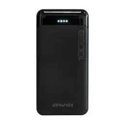 Повербанк 10000mAh портативна зарядка для телефону чорна Awei P37K Power Bank