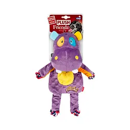 Іграшка для собак GiGwi Plush Бегемот з мотузками та пищалкою 34 см (2255)