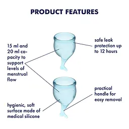Менструальна чаша Satisfyer Feel Secure 2 шт. блакитна - мініатюра 5