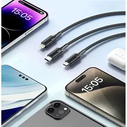 Дата кабель USB 2.0 AM to Lightning + Micro 5P + USB-C 1.2m 100W Essager (EXCMTL-JJ01-P) - мініатюра 4