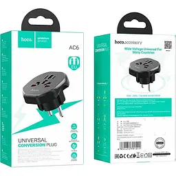 Перехідник 220В HOCO AC6 Black (6931474791511) - мініатюра 7
