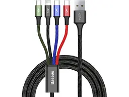 Кабель USB Type-C/Lightning/Micro USB BASEUS Rapid 4-in-1 USB-A to 2xUSB-C/Lightning/Micro-USB 1.2m Black (CA1T4-B01)