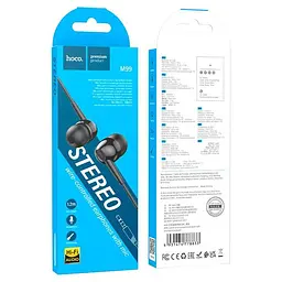 Провідні вакуумні навушники Hoco M99 Celestial universal earphones with microphone, 3.5mm, 1.2m, black - мініатюра 4