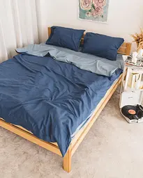 Постільна білизна полуторна Dushka Home Варена бавовна 20480 160х215 см синя з блакитним