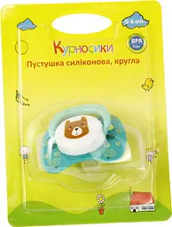 Пустушка силіконова Курносики Медведик, кругла, 0-6 міс., бірюзовий (7215/0-6 зел) - мініатюра 3