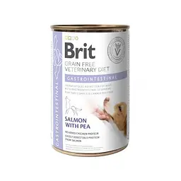 Вологий корм Brit GF VetDiets Gastrointestinal для собак, при проблемах з травленням, лосось і горошок, 400 г
