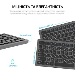 Клавіатура OfficePro бездротова чорна (SK1550B) - мініатюра 9