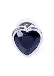 Анальна пробка - Jewellery Silver Heart Plug Black - мініатюра 4