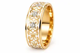 Чоловіча обручка Jewellery Continent з жовтого золота з діамантами та білою емаллю 23 (К-0870) - мініатюра 2