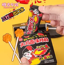 Гострі льодяники на паличці Yowang Foods зі смаком корейської локшини Buldak 4шт, 25г - мініатюра 4