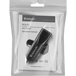 Зарядний пристрій Defender 2xUSB 12W 2.1A ECA-24 чорний (83824)