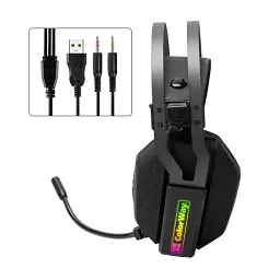 Навушники ColorWay HyperBlast RGB, Black, 2x3.5 мм, мікрофон, динаміки 50 мм, RGB підсвічування (USB), 102 дБ, 2 м (CW-HPG05BK) - мініатюра 2