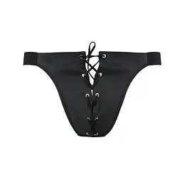 Чоловічі сліпи на шнурівці Passion 044 SLIP BEN L/XL Black, екошкіра, люверси - мініатюра 5