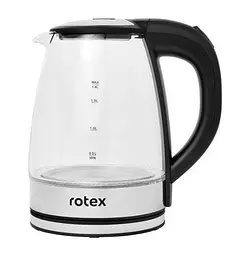 Скляний електрочайник Rotex RKT91-GS із обертанням на 360° дисковий чайник 1.8л 1500 Вт Чорний - мініатюра 2