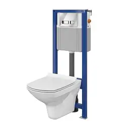 Інсталяція Cersanit Aqua 22 з кнопкою MOVI та унітазом CARINA CLEAN ON з сидінням Slim 30412