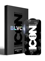 Захисне скло для Apple iPhone 15, Supreme Black Icon, повноекранне загартоване скло 9H, 3D, протиударне, ультратонке, глянцеве, з олеофобним і жировідштовхуючим покриттям, з сіточкою на динамік, преміум, ArmorStandart (ARM68221)