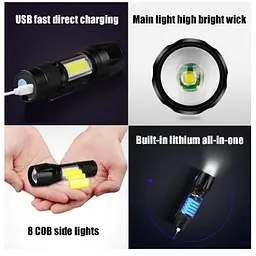 Кишеньковий світлодіодний ліхтарик із USB зарядкою "Колібрі" - мініатюра 5