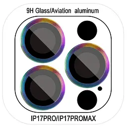 Захисне скло Metal Classic на камеру (у упак.) для Apple iPhone 17 Pro (6.3) / 17 Pro Max (6.9) Бузковий / Rainbow