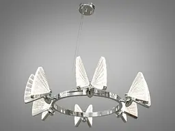 Стельова люстра LED Diasha D805-6HR Метелики, 24W, хром, 6 ламп, регульована висота, сучасний стиль для дому
