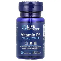 Витамин D Vitamin D3 7,000 IU 60 Softgels Life Extension vit0006414