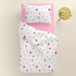 Дитяча постільна білизна в ліжечко PINK STARS, рожевий (StarCarnivalRoseGrey_34Bubble_140) - мініатюра 2