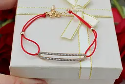 Браслет Xuping Jewelry червона нитка з пластиною з каменів 17 см 3 мм домішка ланцюга 3 см золотистий