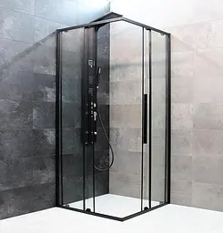 Душова кабіна Dusel DSL194B Black Matt 900x900x1900, Чорний матовий, Універсальна, прозрачний, Чорний матовий, 90x90 - мініатюра 2