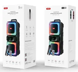 Портативна колонка XO F55 Boat Double 20W Bluetooth 5.0 RGB караоке мікрофон + пульт - мініатюра 4